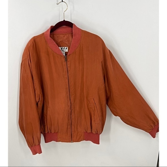 Corsini vintage silk boho rust orange bomber jacket L - Picture 8 of 17